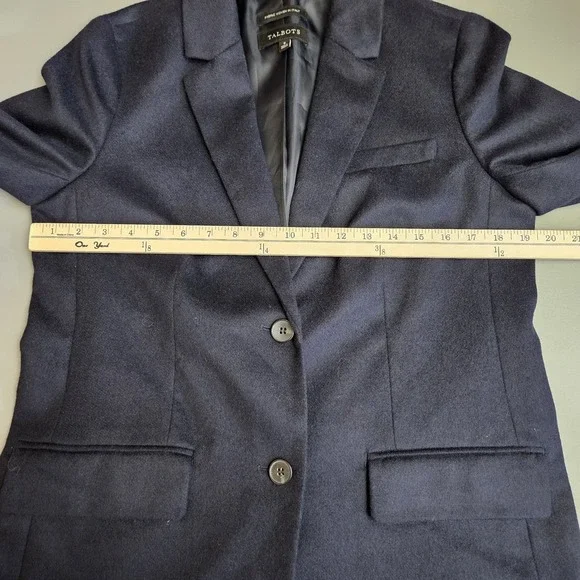 Talbots Jacket Blazer 8 Women's Navy Blue Wool Blend 2 Button - Picture 3 of 8